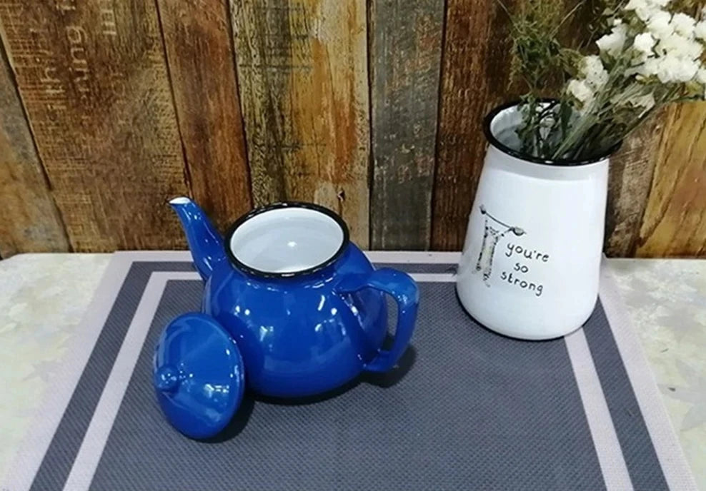 1.0L Thickened Enamel Boiling Kettle, Household Kung Fu Teapot, Coffee Pot , Induction Cooker Gas Stove Universal Tea Kettle