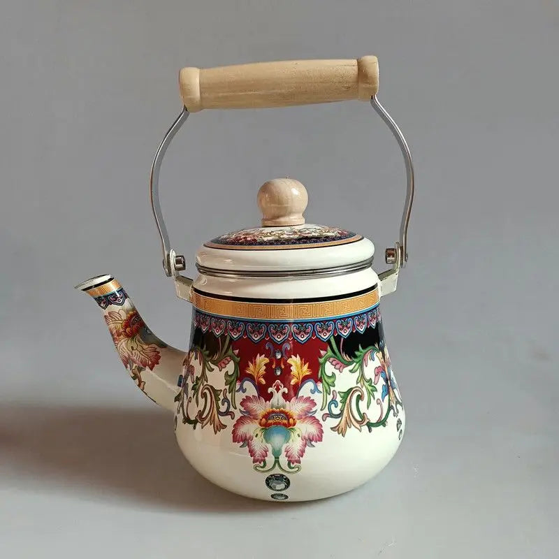 1.5L Enamel Enamel Teapot Boiling Kettle Cold Water Teapot Open Flame Induction Stoves Electric Pottery Stoves Universal