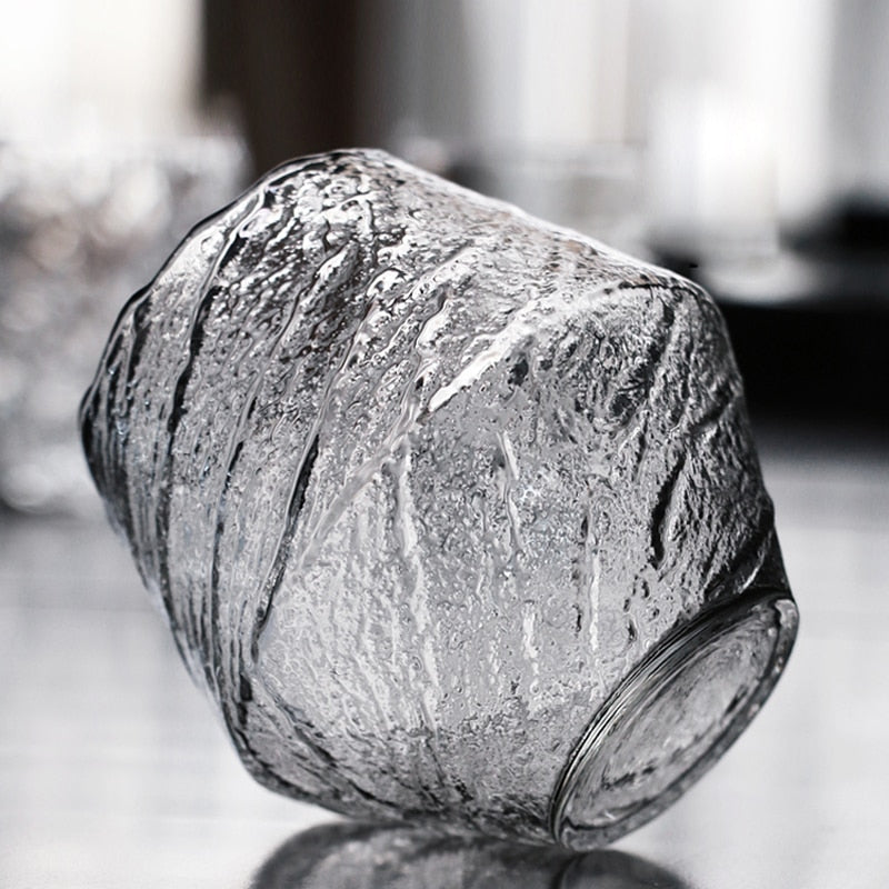 Japanese Whiskey Glass - Textured Diamond Hammer Cocktail Glass 380 ml