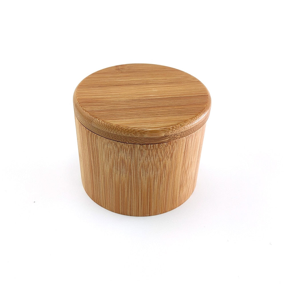 Bamboo Round Dry Spice Storage Box With Lid