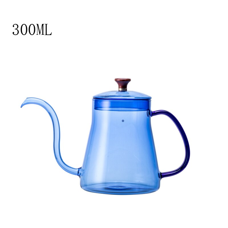 Glass Coffee Hand Punch Pot Coffee Cup Long Gooseneck Spout Kettle Pour Over Coffee Pot With Lid Home Heat Resistant Teapot
