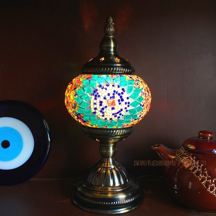 Mediterranean style Art Deco Turkish Mosaic Table Lamp Handcrafted mosaic Glass romantic bed light