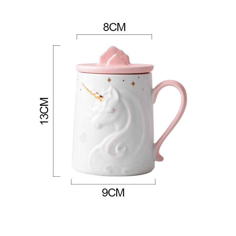 Gorgeous Relief Unicorn Coffee Mug with Mobile Phone Holder Lid Cute Water Tea Ceramic Milk Breakfast Cup Creative Gift