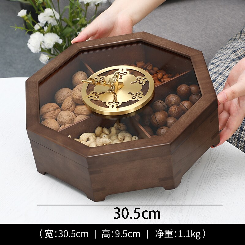 Creative Walnut Wood Snack Plate European Modern Gilded Deer Head Decorative Melon Seed Dim Sum Fruit Plate Coffee Table Desktop