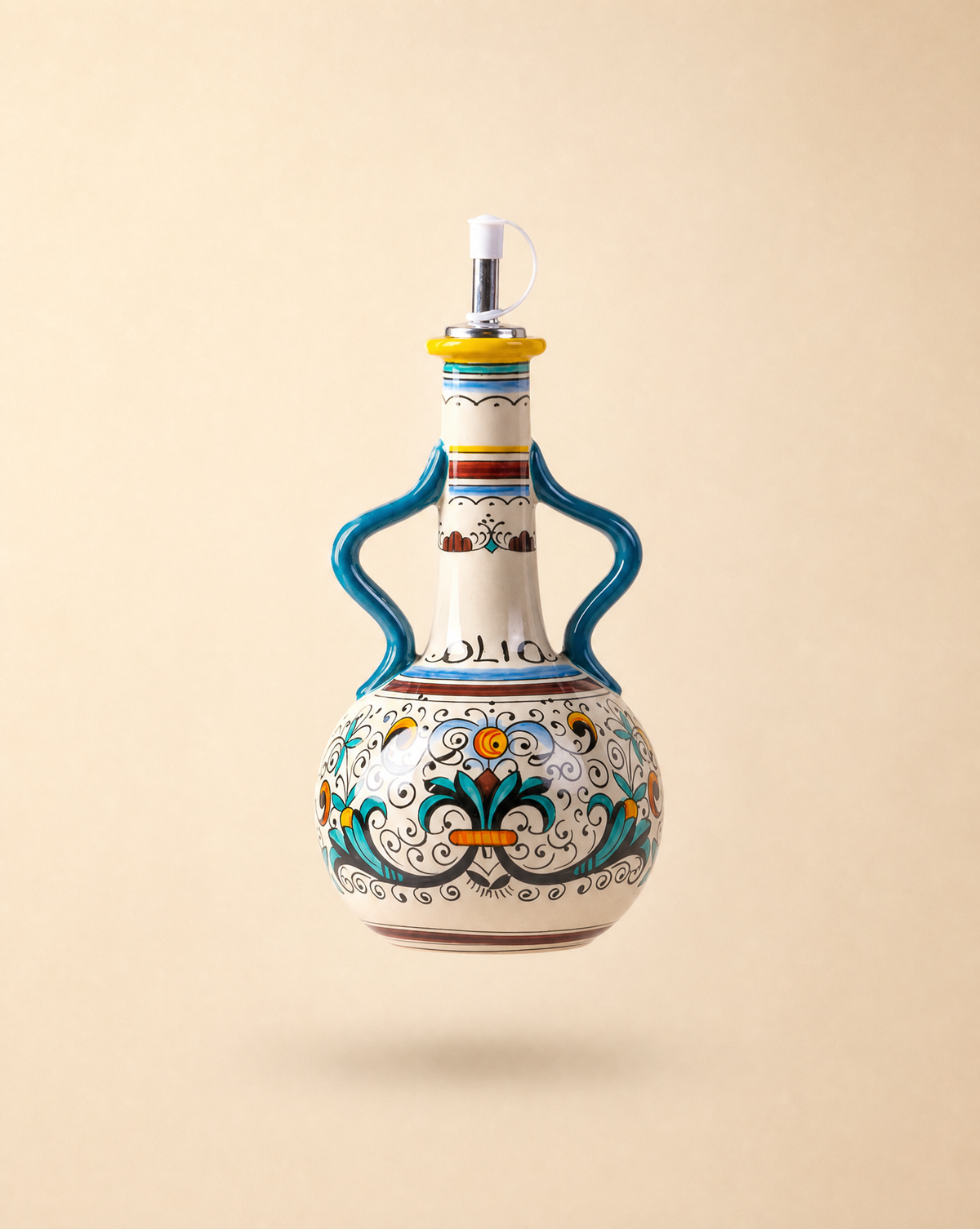 Ceramic Olive Oil Dispenser Bottle | Mediterranean Kitchen Oil Cruet - Mediterranean 500 ml