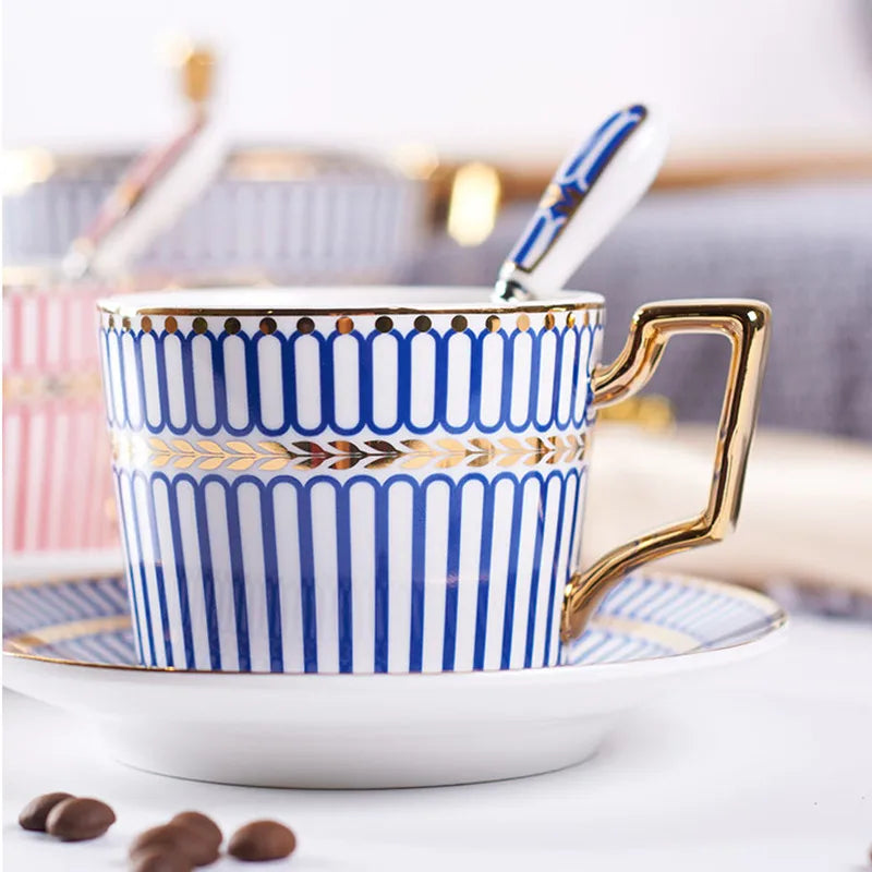 Fine Bone China Afternoon Tea Set with Gold Serving Stand – Blue & White Tea Service