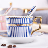 Fine Bone China Afternoon Tea Set with Gold Serving Stand – Blue & White Tea Service