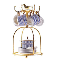 Fine Bone China Afternoon Tea Set with Gold Serving Stand – Blue & White Tea Service