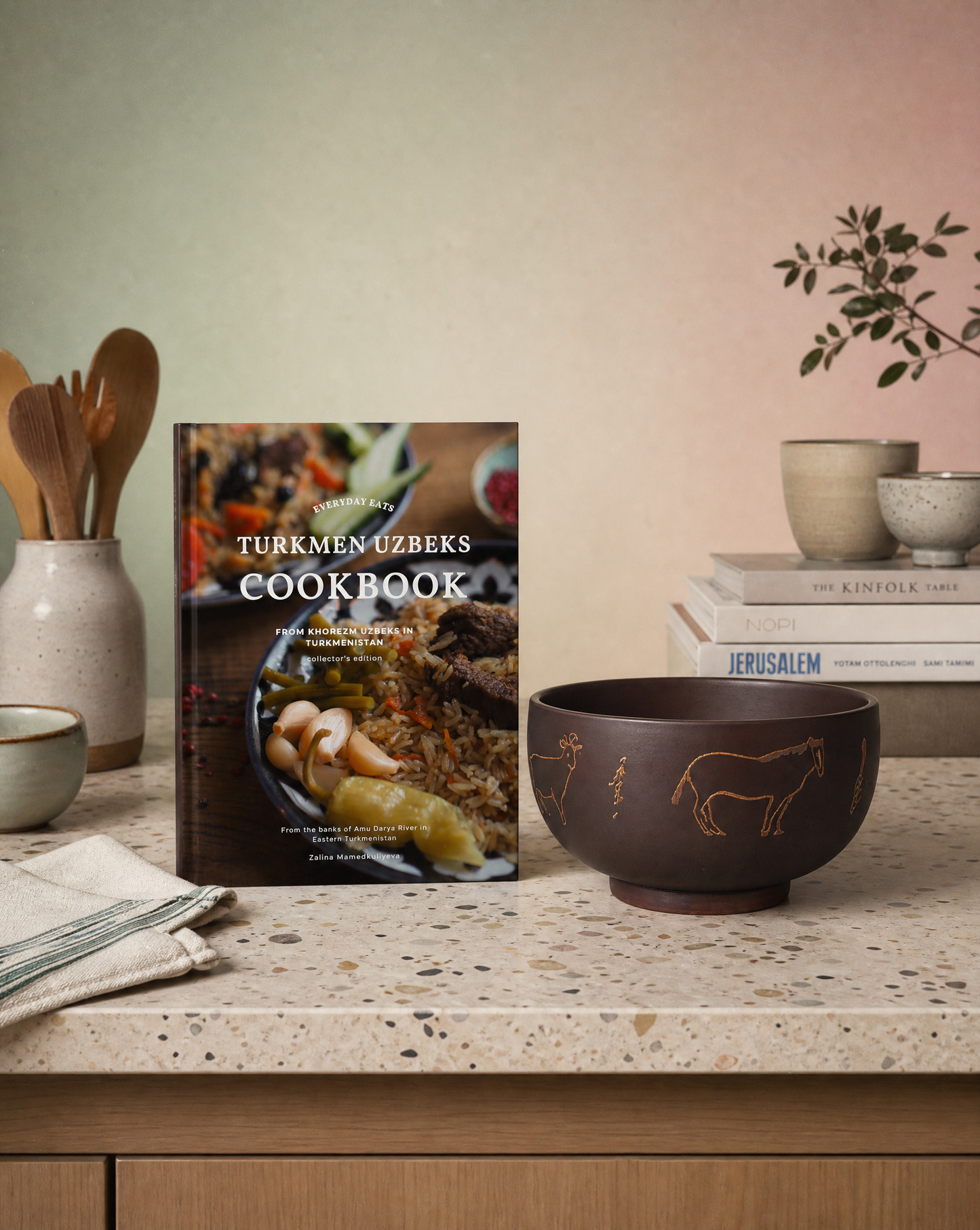 Wooden Bowl with Central Asian Carved Motifs 300 ml