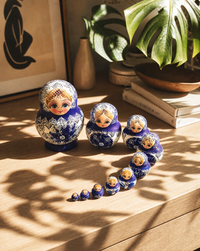 Set of 10 Traditional Russian Nesting Dolls (Matryoshka) – Hand-Painted Wooden Babushka Dolls | Collectible Home Décor & Gift