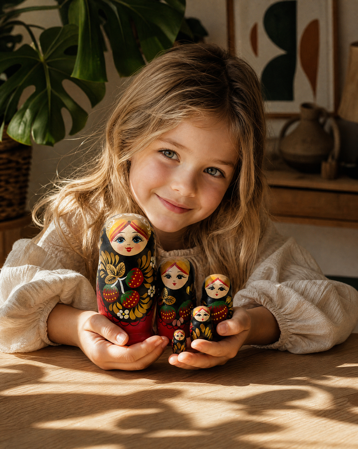 Set of 5 Traditional Russian Nesting Dolls (Matryoshka) – Hand-Painted Wooden Babushka Dolls | Collectible Home Décor & Gift