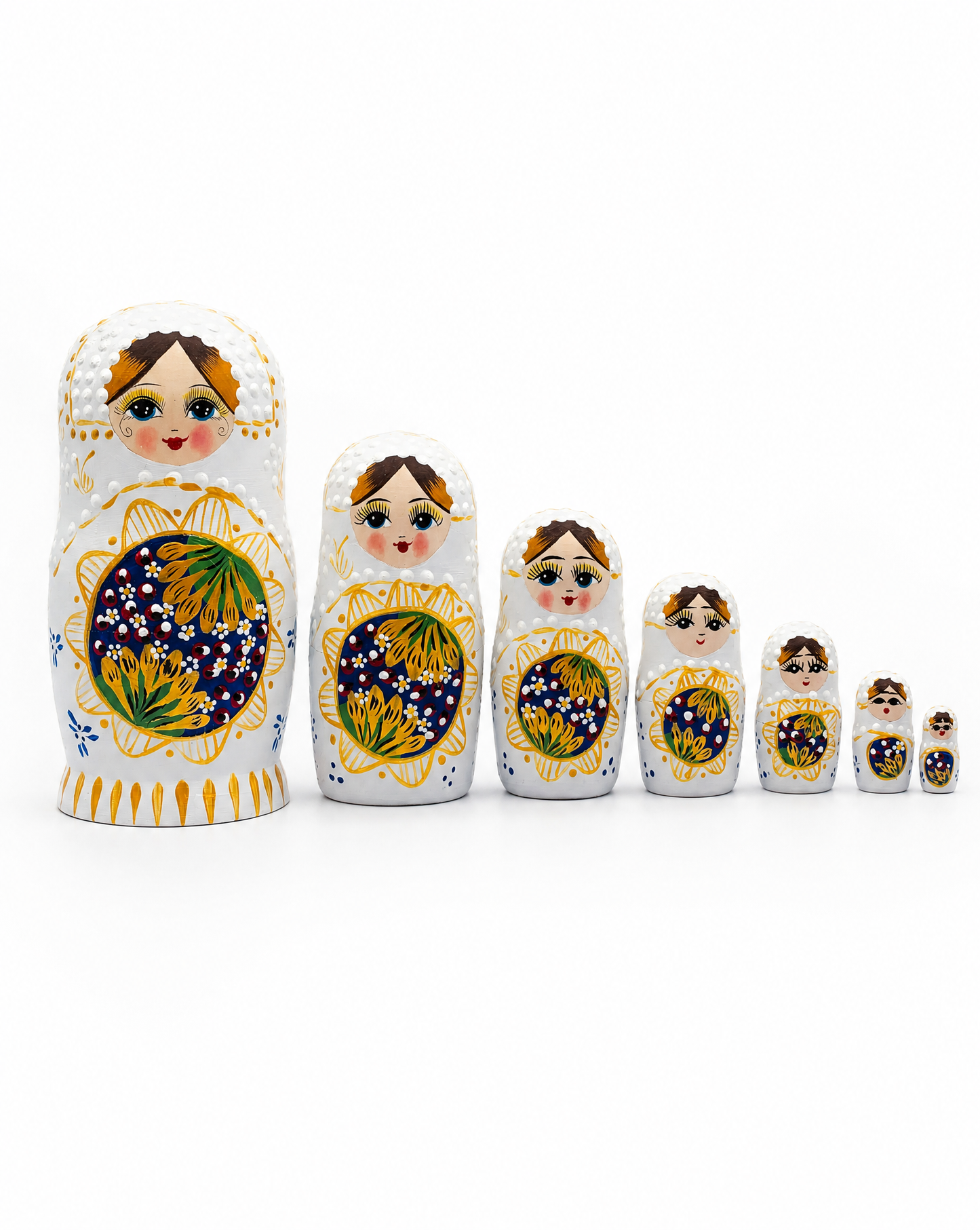 Set of 7 Traditional Russian Nesting Dolls (Matryoshka) – Hand-Painted Wooden Babushka Dolls | Collectible Home Décor & Gift