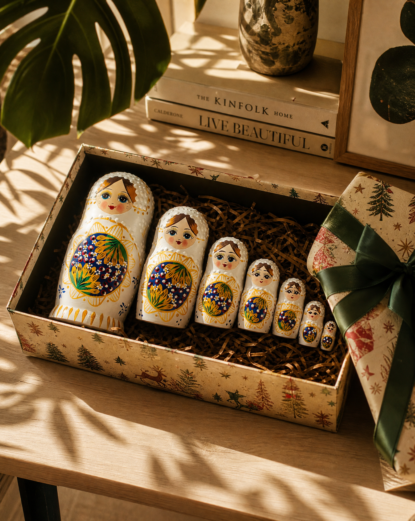 Set of 7 Traditional Russian Nesting Dolls (Matryoshka) – Hand-Painted Wooden Babushka Dolls | Collectible Home Décor & Gift