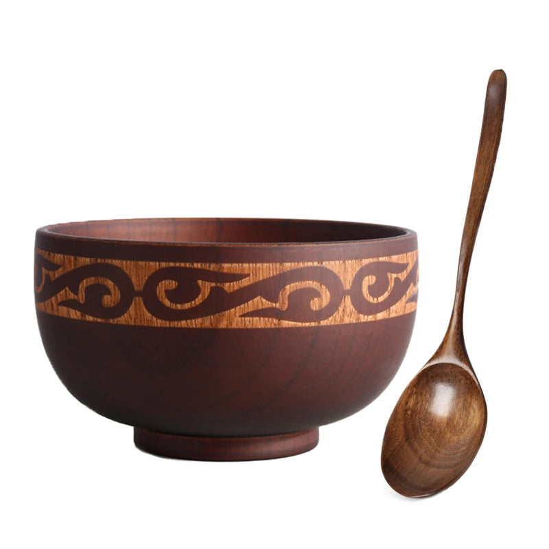 Wooden Bowl with Central Asian Carved Motifs 300 ml