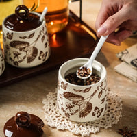 Set of 3 Ceramic Condiment Jars with Spoons