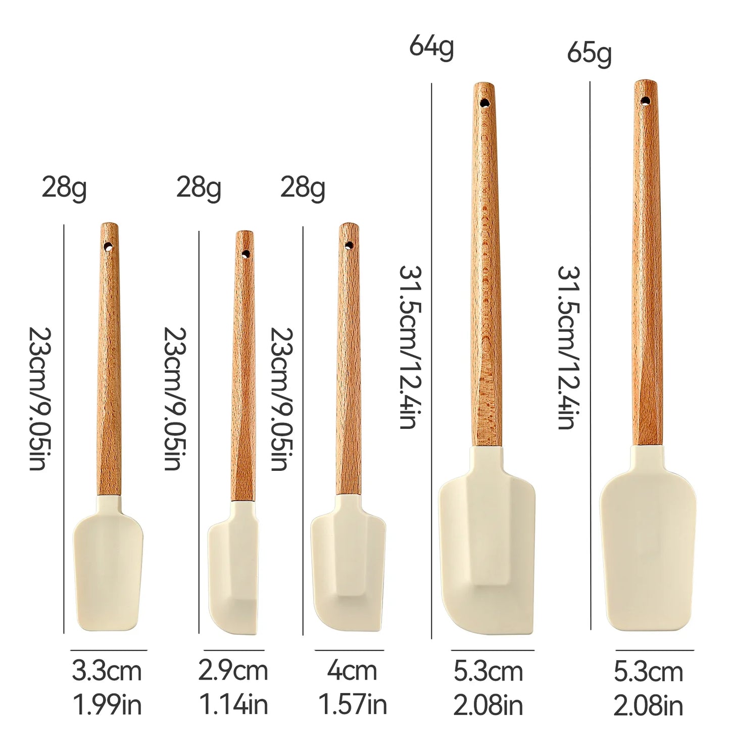 Silicone Spatula Set with Wooden Handles – Set of 5 Heat-Resistant Kitchen Utensils 