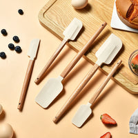 Silicone Spatula Set with Wooden Handles – Set of 5 Heat-Resistant Kitchen Utensils 