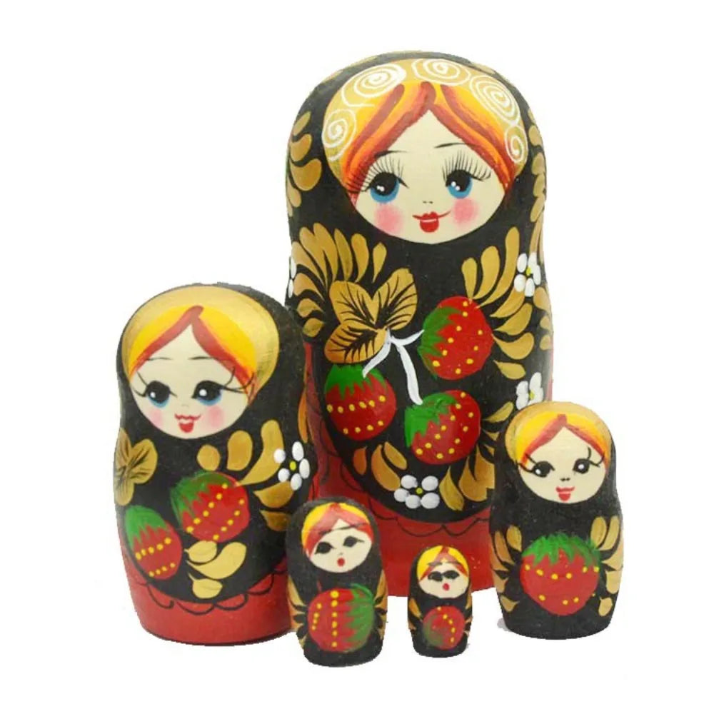 Set of 5 Traditional Russian Nesting Dolls (Matryoshka) – Hand-Painted Wooden Babushka Dolls | Collectible Home Décor & Gift
