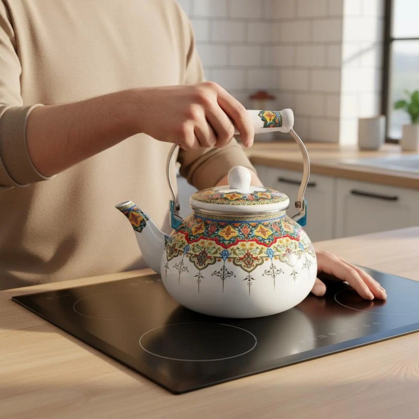 2L Vintage Enamel Tea Kettle