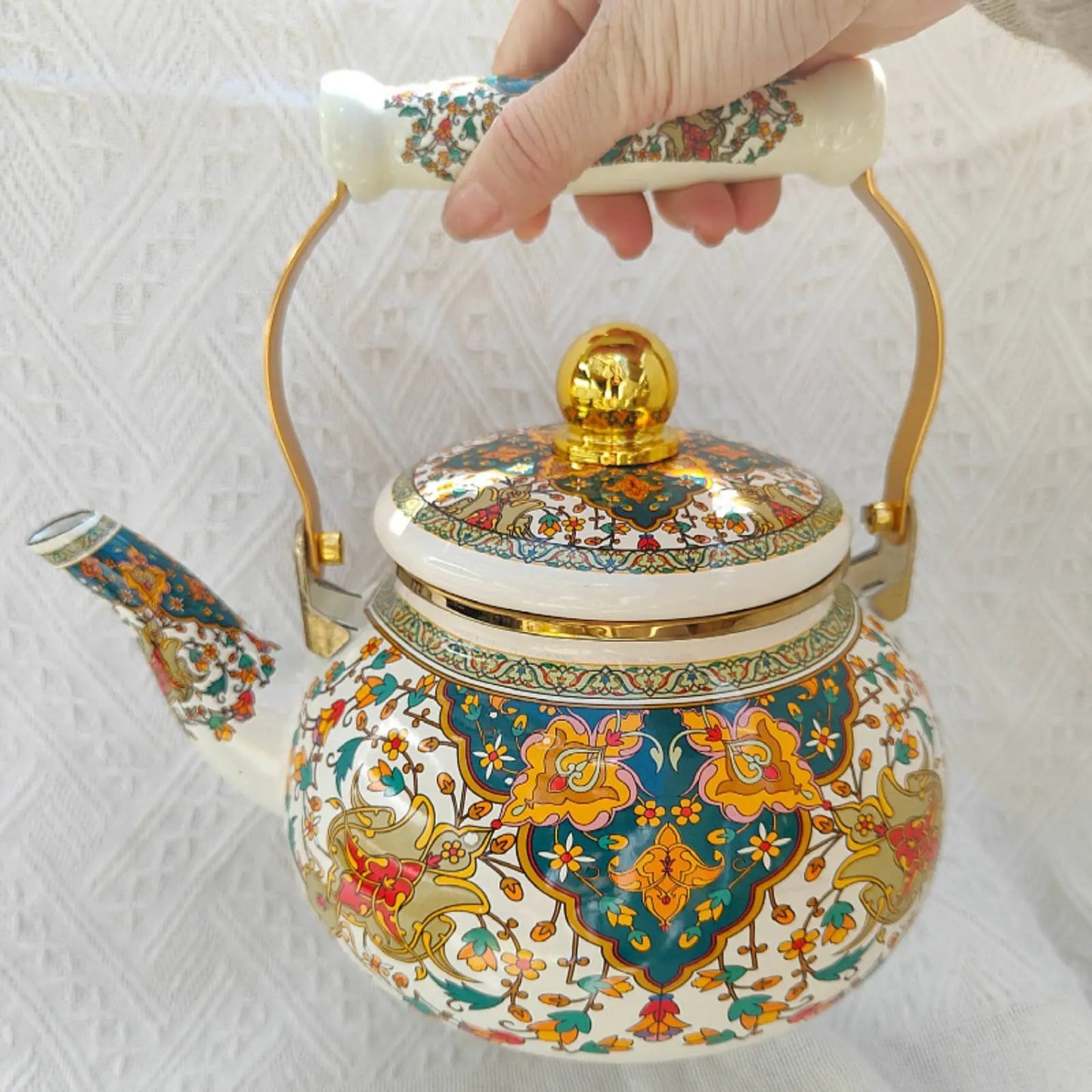 2L Vintage Enamel Tea Kettle