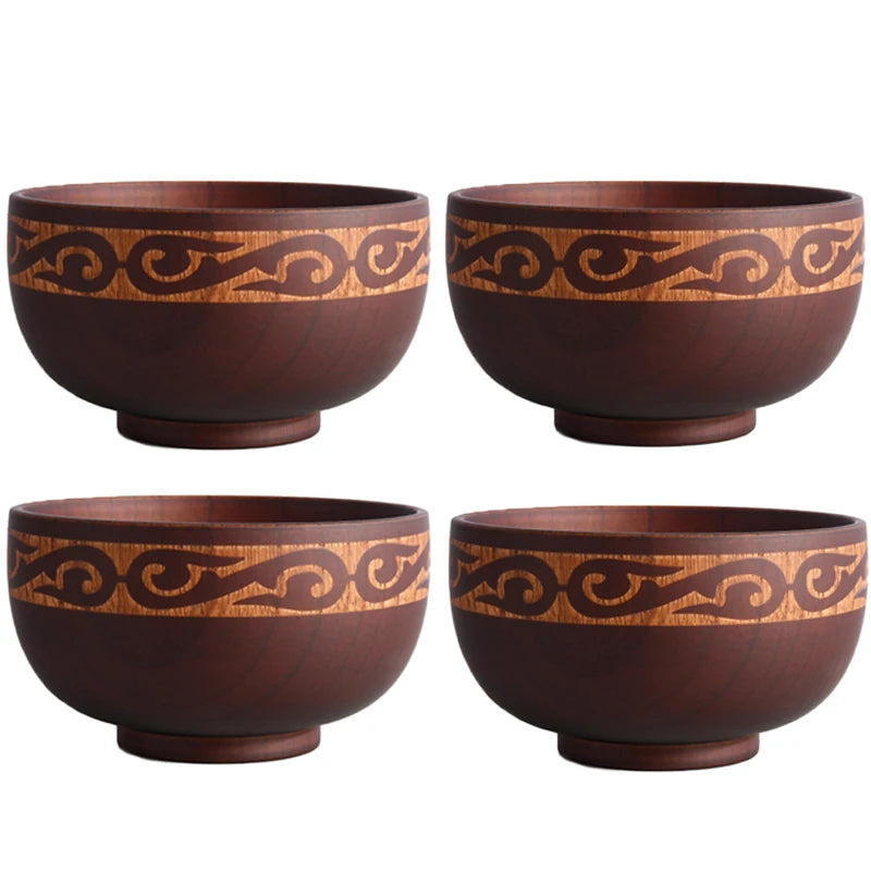 Wooden Bowl with Central Asian Carved Motifs 300 ml