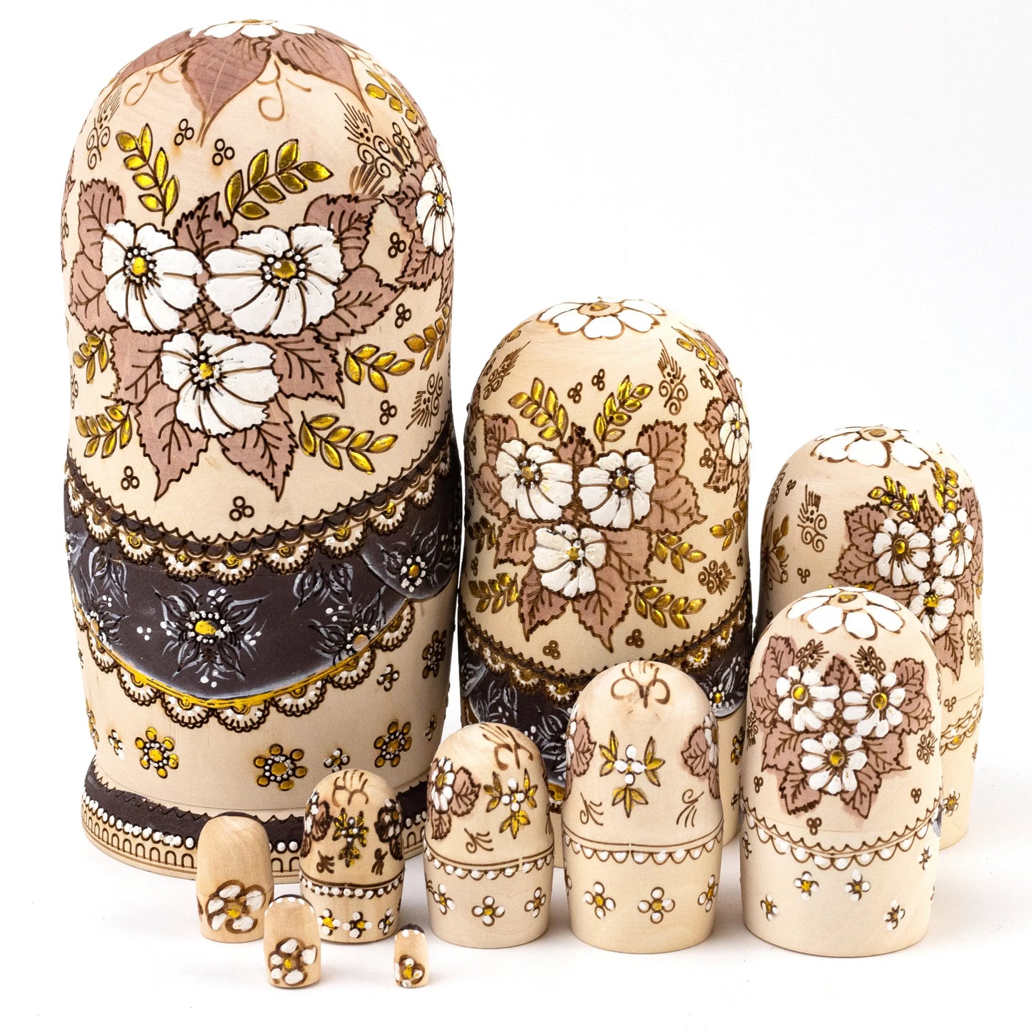 Set of 10 Traditional Russian Nesting Dolls (Matryoshka) – Hand-Painted Wooden Babushka Dolls | Collectible Home Décor & Gift