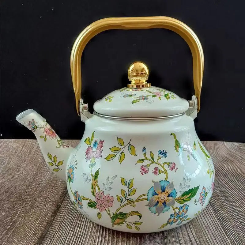 1.5L Enamel Enamel Teapot Boiling Kettle Cold Water Teapot Open Flame Induction Stoves Electric Pottery Stoves Universal