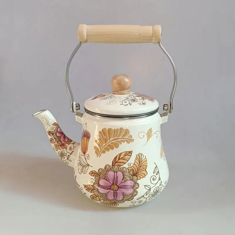 1.5L Enamel Enamel Teapot Boiling Kettle Cold Water Teapot Open Flame Induction Stoves Electric Pottery Stoves Universal
