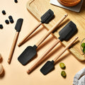 Silicone Spatula Set with Wooden Handles – Set of 5 Heat-Resistant Kitchen Utensils 