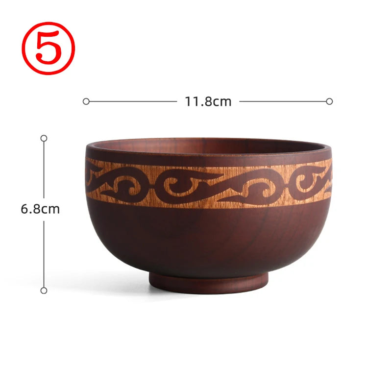 Wooden Bowl with Central Asian Carved Motifs 300 ml