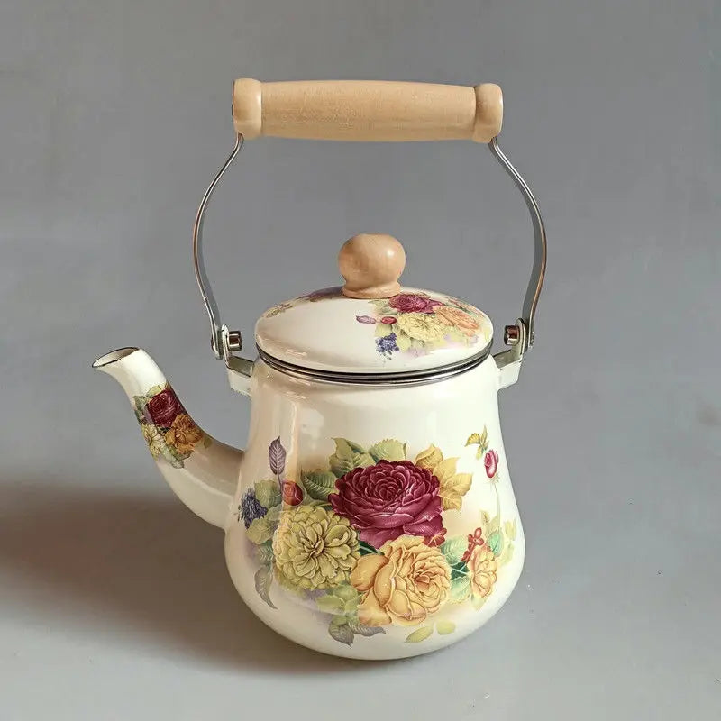 1.5L Enamel Enamel Teapot Boiling Kettle Cold Water Teapot Open Flame Induction Stoves Electric Pottery Stoves Universal