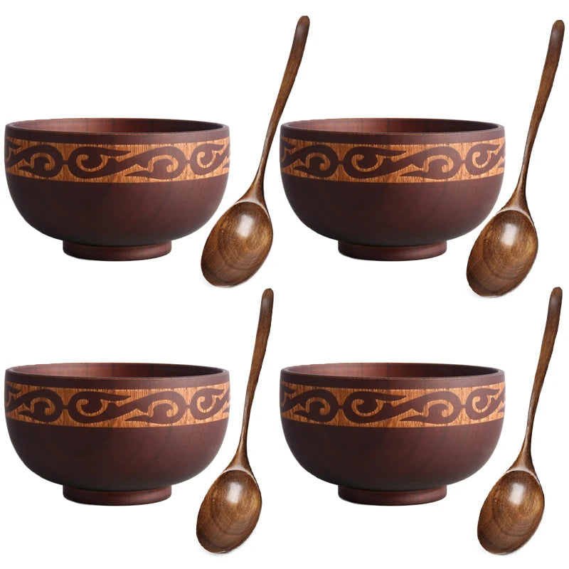 Wooden Bowl with Central Asian Carved Motifs 300 ml