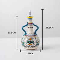 Ceramic Olive Oil Dispenser Bottle | Mediterranean Kitchen Oil Cruet - Mediterranean 500 ml
