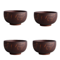 Wooden Bowl with Central Asian Carved Motifs 300 ml