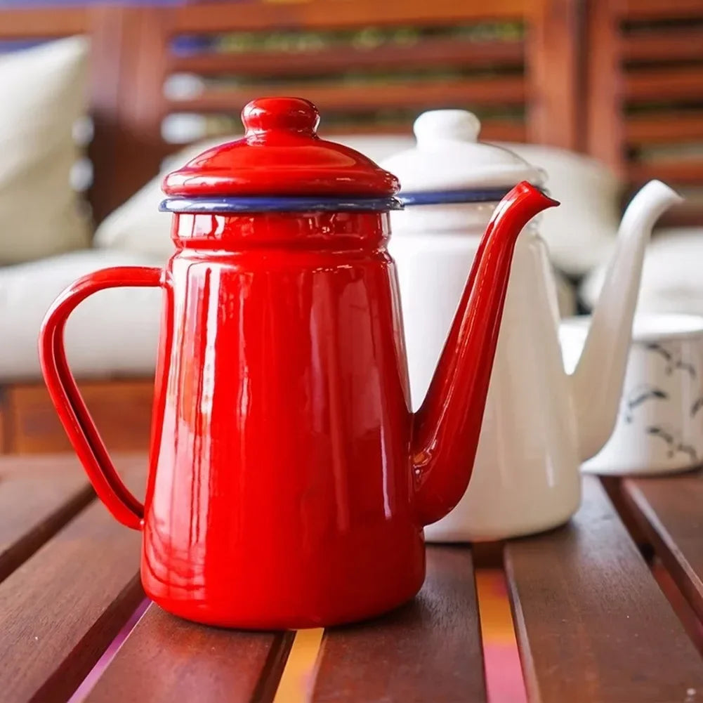 1.1L Vintage Enamel Coffee Pot – Traditional Stove Top Coffee & Tea Pot | Available in Red or White