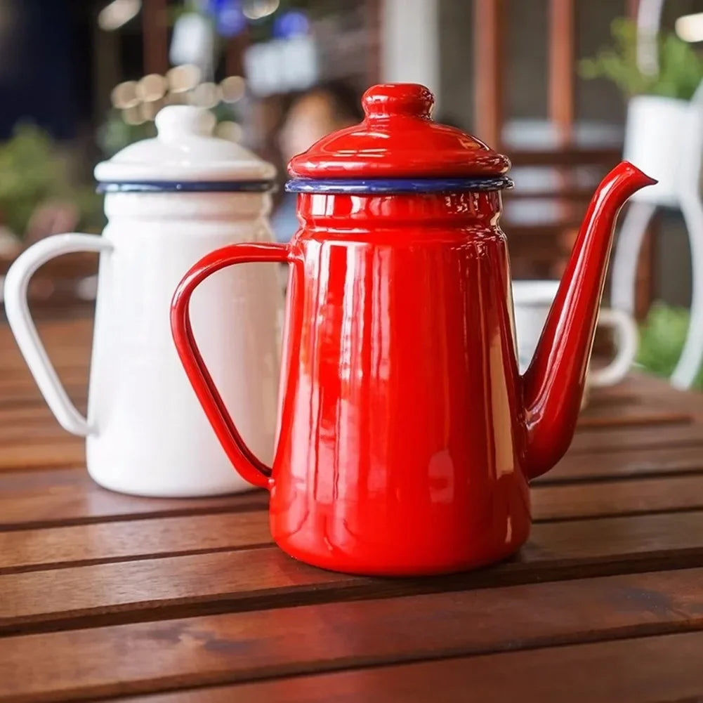 1.1L Vintage Enamel Coffee Pot – Traditional Stove Top Coffee & Tea Pot | Available in Red or White