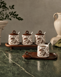 Set of 3 Ceramic Condiment Jars with Spoons