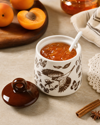 Set of 3 Ceramic Condiment Jars with Spoons