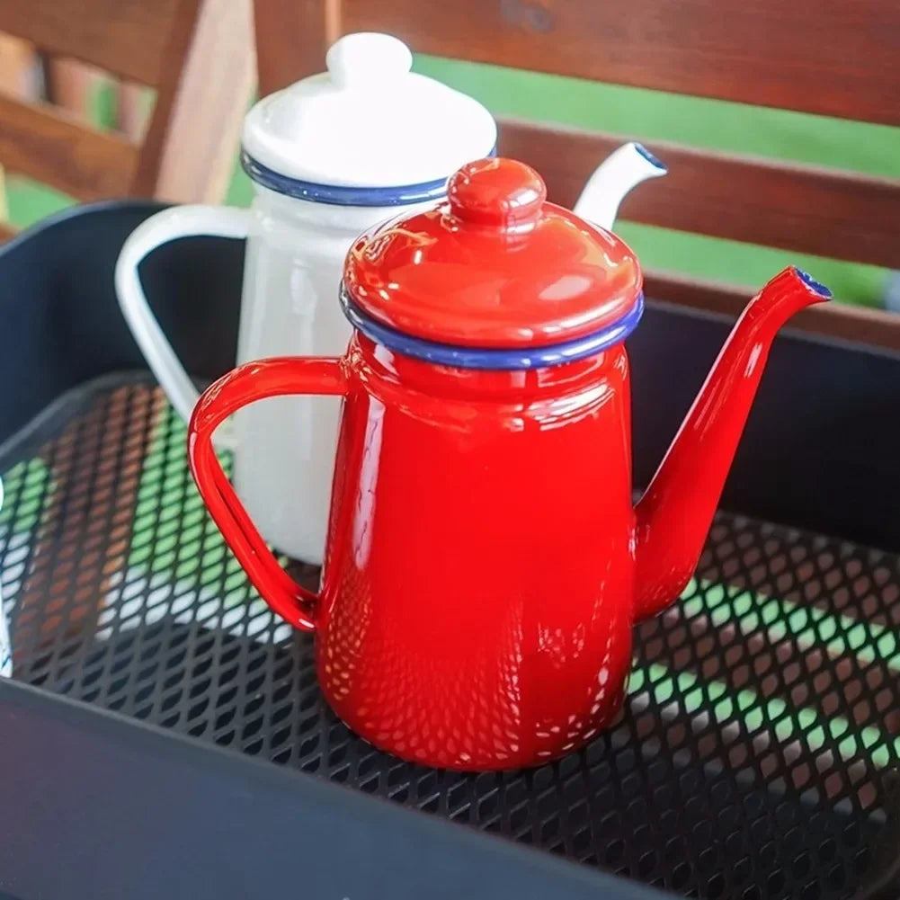 1.1L Vintage Enamel Coffee Pot – Traditional Stove Top Coffee & Tea Pot | Available in Red or White