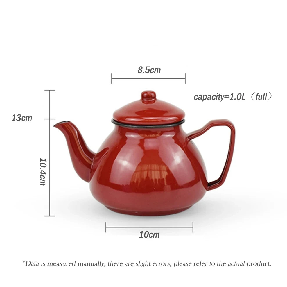 1.0L Thickened Enamel Boiling Kettle, Household Kung Fu Teapot, Coffee Pot , Induction Cooker Gas Stove Universal Tea Kettle