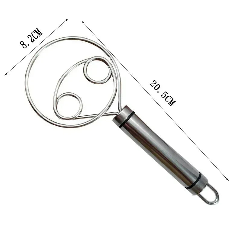 Danish Whisk with a Wooden Handle | Sourdough Bread Essential Stainless Steel Hand Mixer