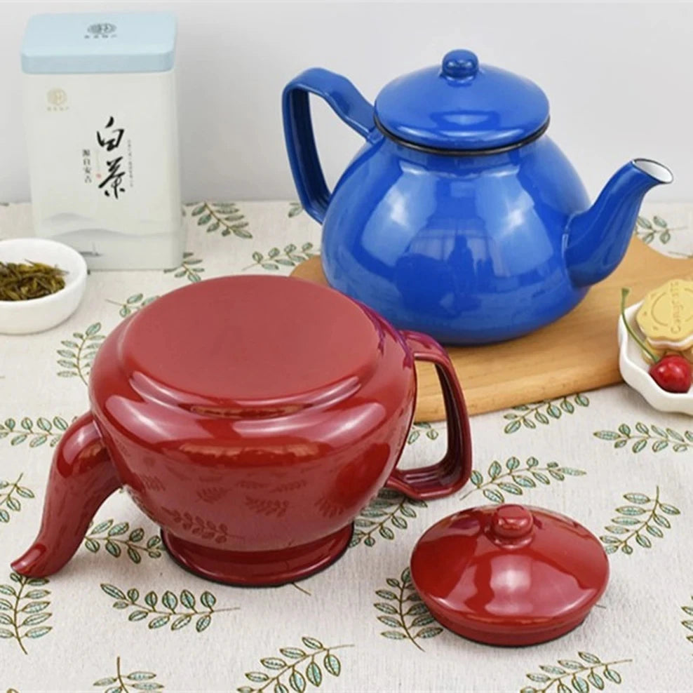 1.0L Thickened Enamel Boiling Kettle, Household Kung Fu Teapot, Coffee Pot , Induction Cooker Gas Stove Universal Tea Kettle