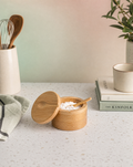 Wooden Salt Pig | Bamboo Condiment Box with a Spoon