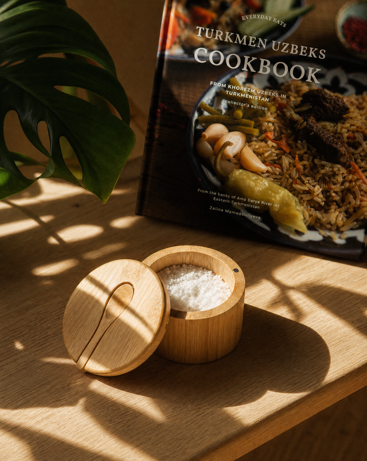 Wooden Salt Pig | Bamboo Condiment Box with a Spoon
