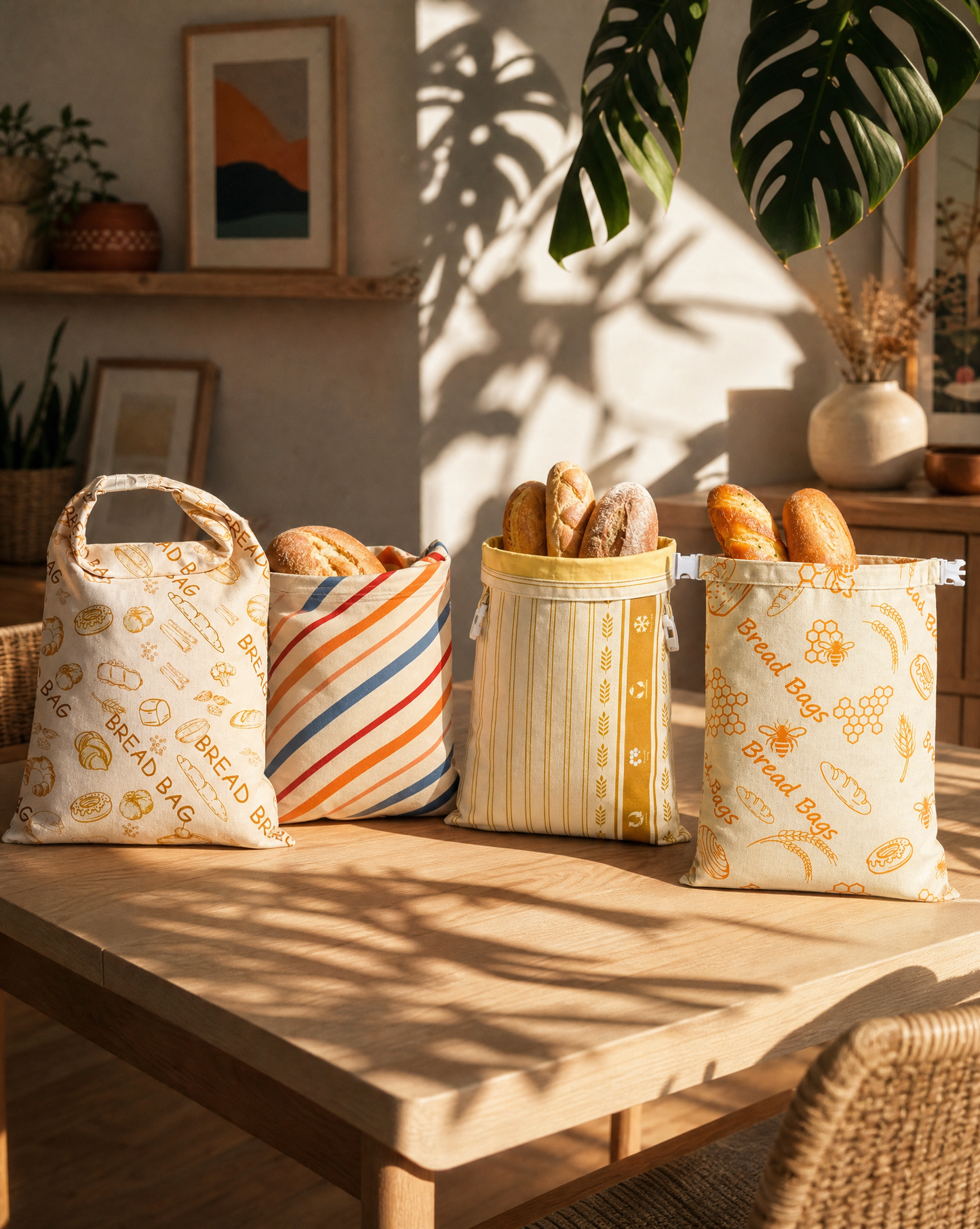Cotton Beeswax Bags For Bread Storage