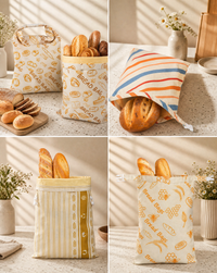 Cotton Beeswax Bags For Bread Storage