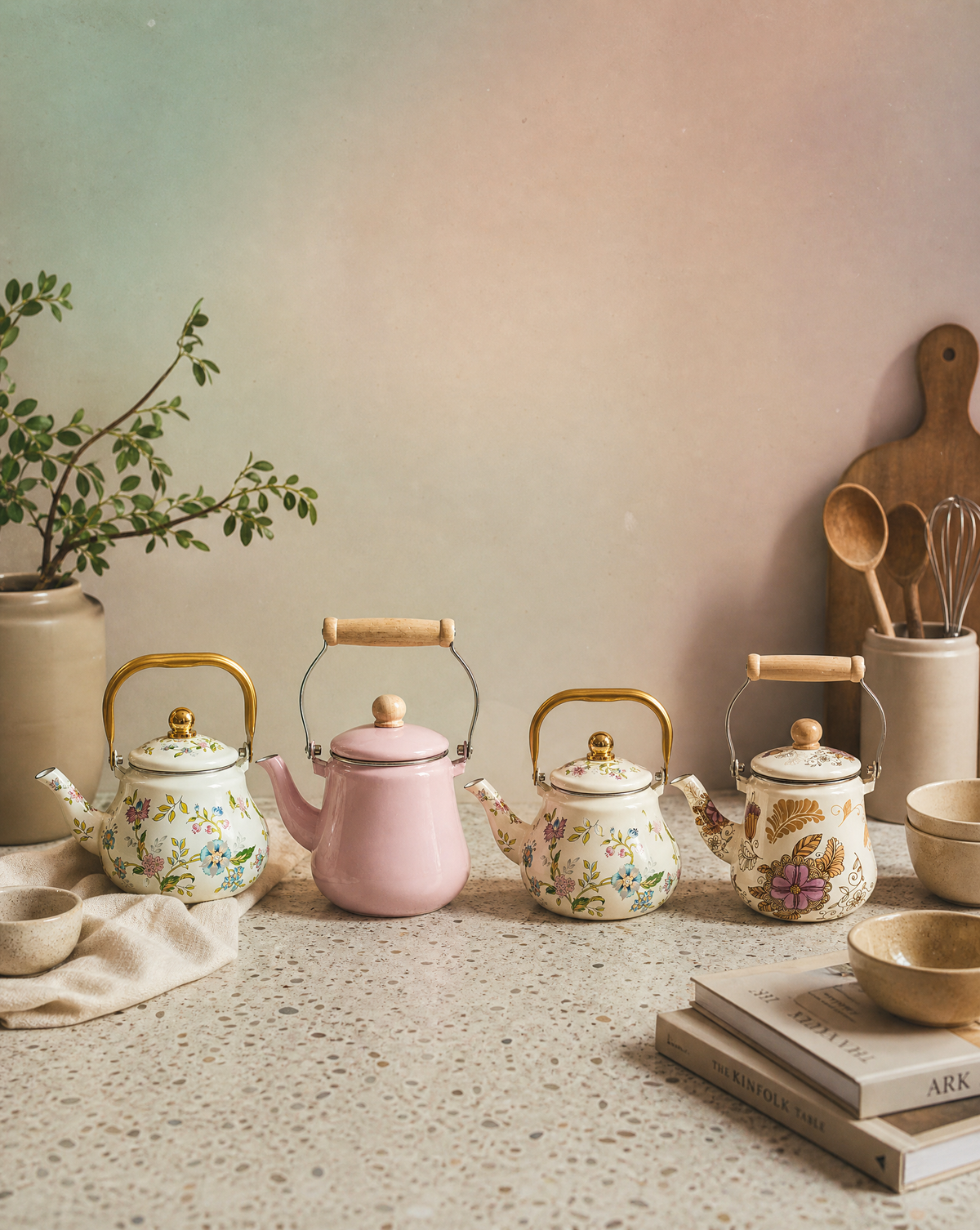 1.5L Enamel Enamel Teapot Boiling Kettle Cold Water Teapot Open Flame Induction Stoves Electric Pottery Stoves Universal