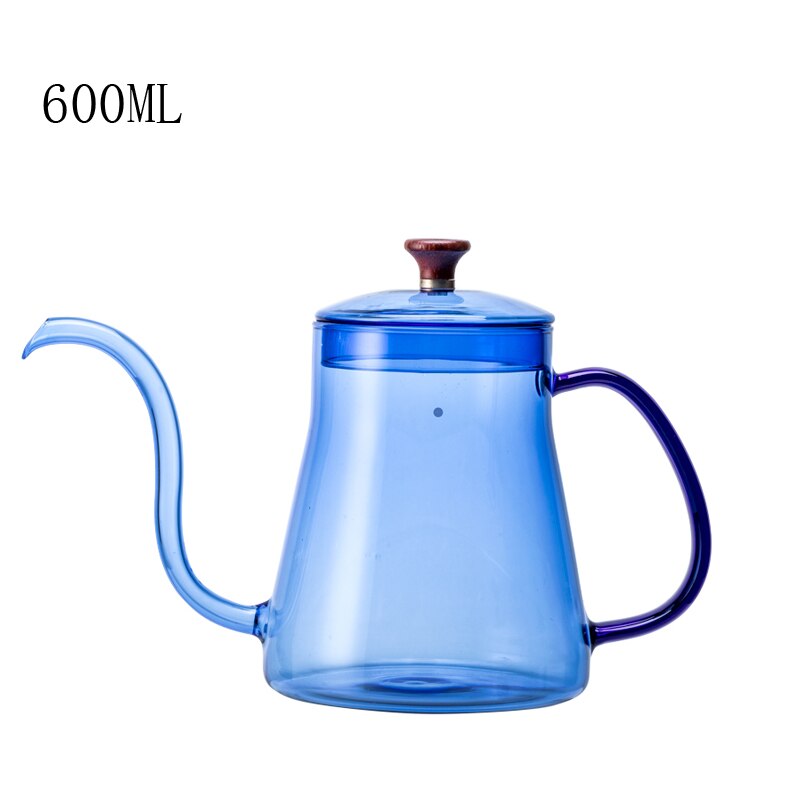 Glass Coffee Hand Punch Pot Coffee Cup Long Gooseneck Spout Kettle Pour Over Coffee Pot With Lid Home Heat Resistant Teapot