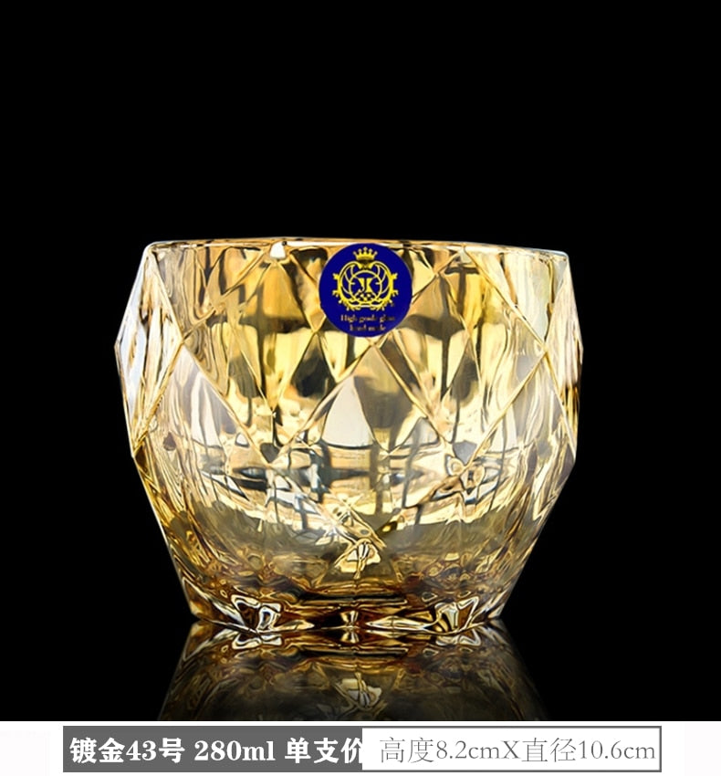 European-style large-scale crystal glass drawing gold wine whiskey glass beer glass tea glass spirits glass brandy glass
