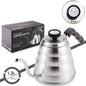 Gooseneck Coffee Kettle with Thermometer 1L and 1.2L - Silver and Black